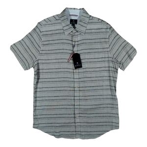 Ben Sherman New Men's Beige Linen Short Sleeve Button Down Shirt NWT Large